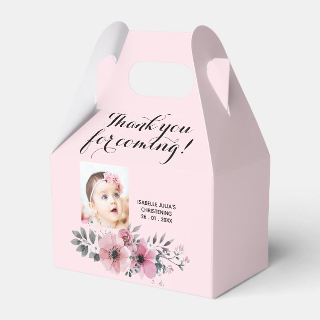 Pretty Soft Pink THANK YOU FOR COMING! Christening Favor Box (Front Side)