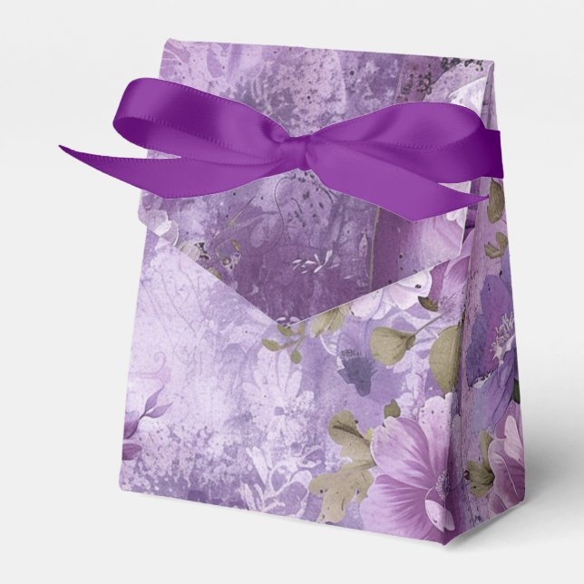 Pretty Soft Purple Flowers Favor Box (Front Side)
