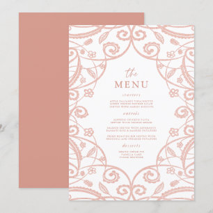 Pretty Soft Rose Gold Glitter Lace Wedding Menu