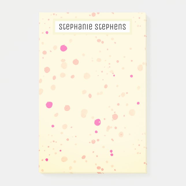Pretty Speckled Yellow Custom Name Post-it Notes (Front)
