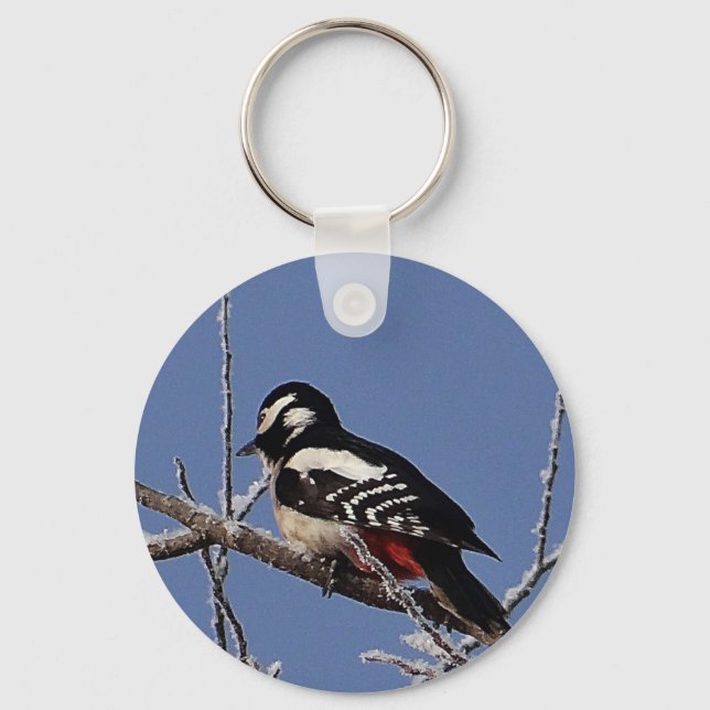 Pretty spotted woodpecker keychain (Front)