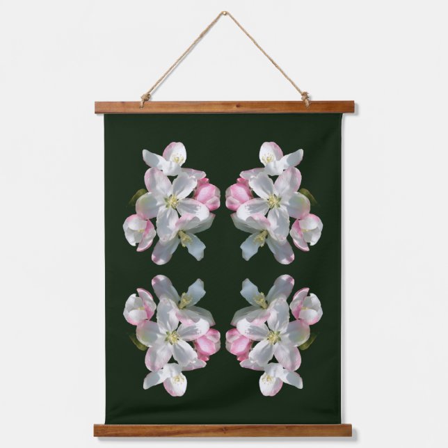 Pretty Spring Apple Flower Blossoms Abstract Hanging Tapestry (Front)