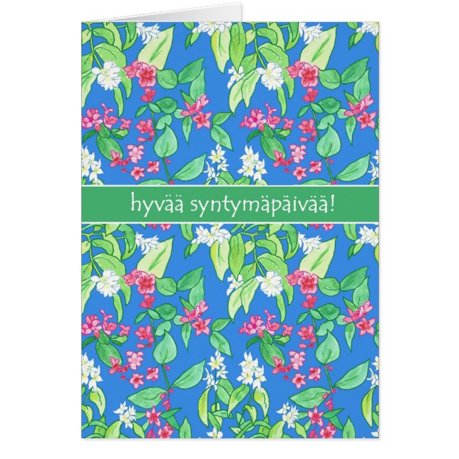 Pretty Spring Blossoms Finnish Language Birthday (Front)