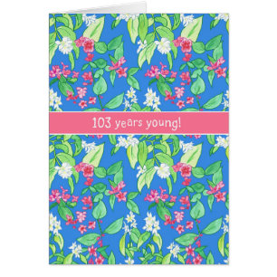 Pretty Spring Blossoms on Blue 103rd Birthday