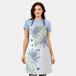 Pretty Spring Daisies, Blue Flowers & Butterflies Apron