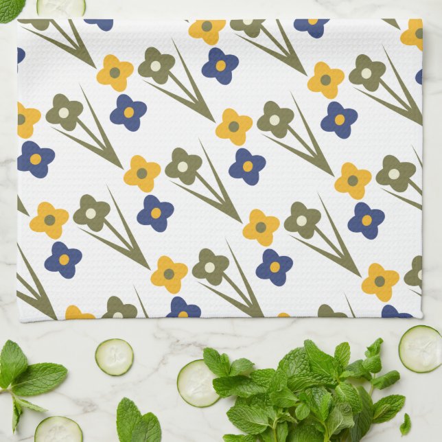 Pretty Spring Floral  Kitchen Towel (Folded)