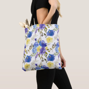 Pretty Spring Floral Monogram Baby Diaper Tote Bag