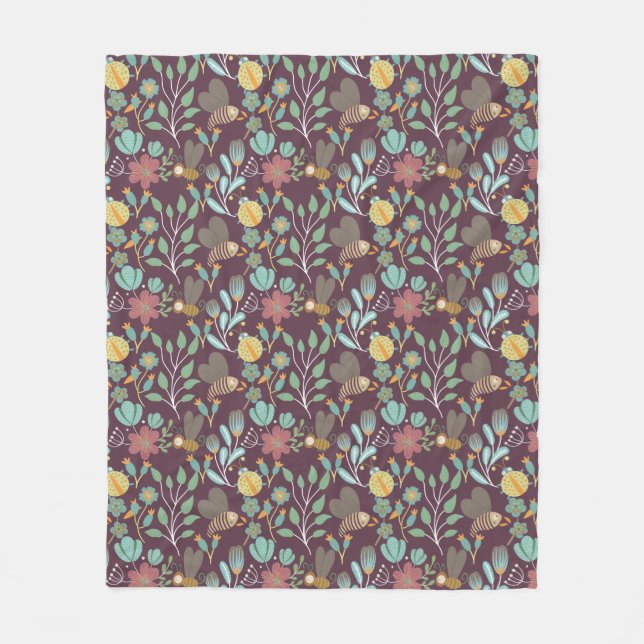 Pretty Spring Pattern Fleece Blanket (Front)