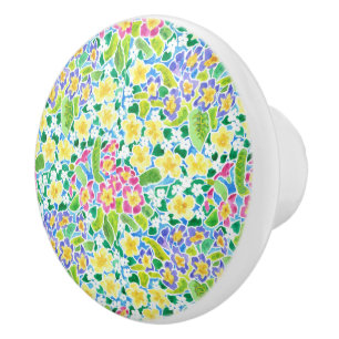 Pretty Spring Primroses Ceramic Knob