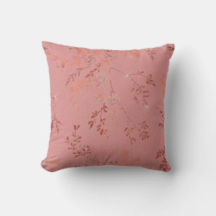 Pretty Spring Theme Floral Peach Apricot Throw Pillow