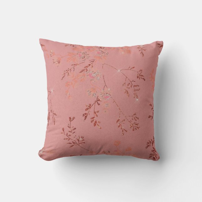 Pretty Spring Theme Floral Peach Apricot Throw Pillow (Front)