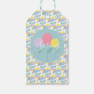 Pretty Spring Tulips Pastel Floral Birthday Party Gift Tags