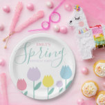 Pretty Spring Tulips Pastel Floral Birthday Party Paper Plate<br><div class="desc">Pastel Tulips Spring Birthday Party Theme</div>
