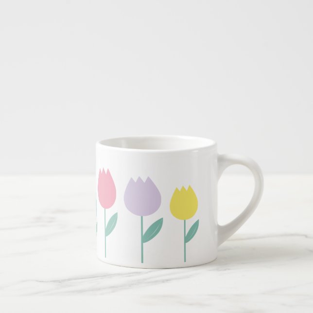 Pretty Spring Tulips Pastel Floral Espresso Cup (Right)