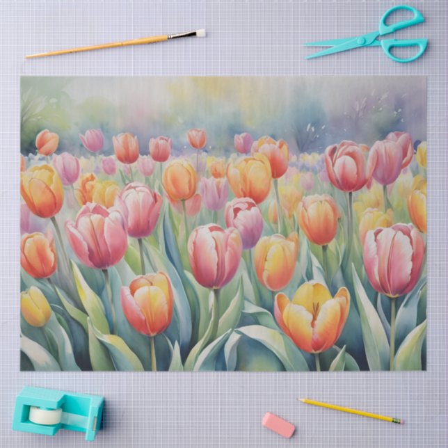 Pretty spring tulips tissue paper (Craft)