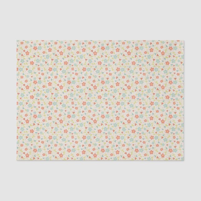 Pretty Spring Vintage Floral Tissue Paper (Front)