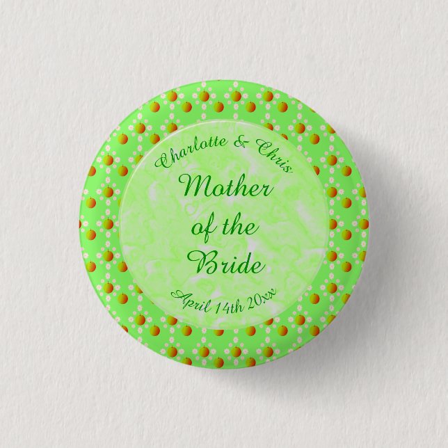 Pretty Spring Wedding Apple blossom and Apples  1 Inch Round Button (Front)