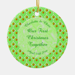 Pretty Spring Wedding Apple blossom and Apples Ceramic Ornament