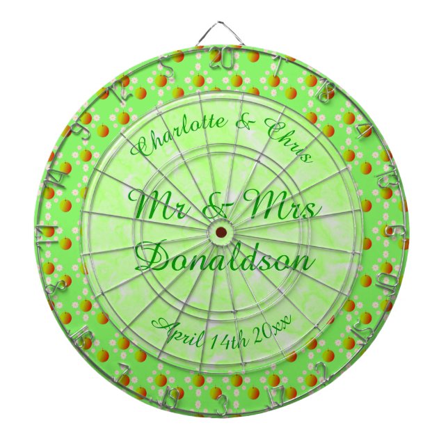 Pretty Spring Wedding Apple blossom and Apples Dartboard (Front)