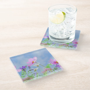 Pretty Spring Wild Flowers Glass Coaster