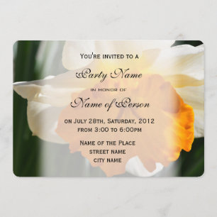 pretty spring yellow, white daffodil flower party invitation