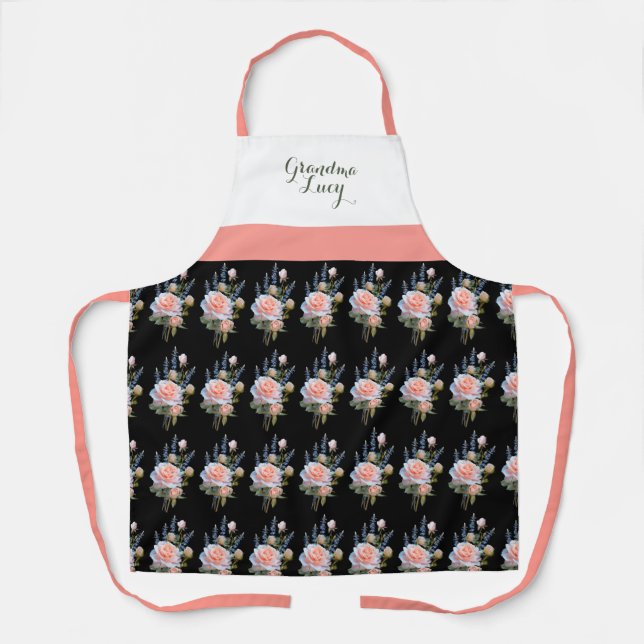 Pretty Springtime Floral Print Personalized Apron (Front)
