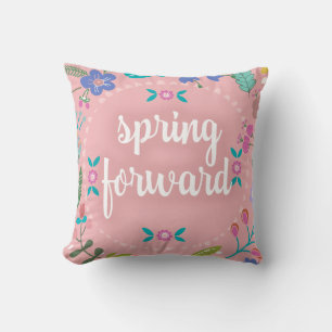 Pretty Springtime Spring Forward Floral Throw Pillow