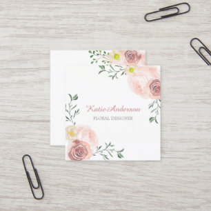 Pretty Square Watercolour Floral Business Cards