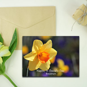 Pretty St David's Day Personalized Daffodil Card