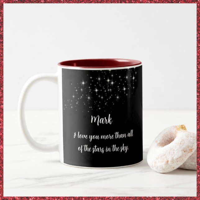 Pretty Starry White & Black I Love You Two-Tone Coffee Mug (Creator Uploaded)