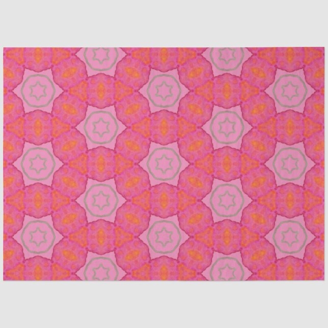 Pretty Stars Rosy Pink and Orange Tissue Paper (Front)