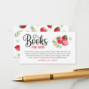 Pretty Strawberry Book Request Baby Shower  Enclos Enclosure Card