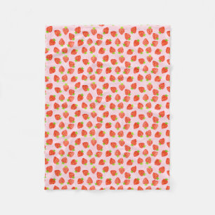 Pretty Strawberry Cream Pattern Fleece Blanket