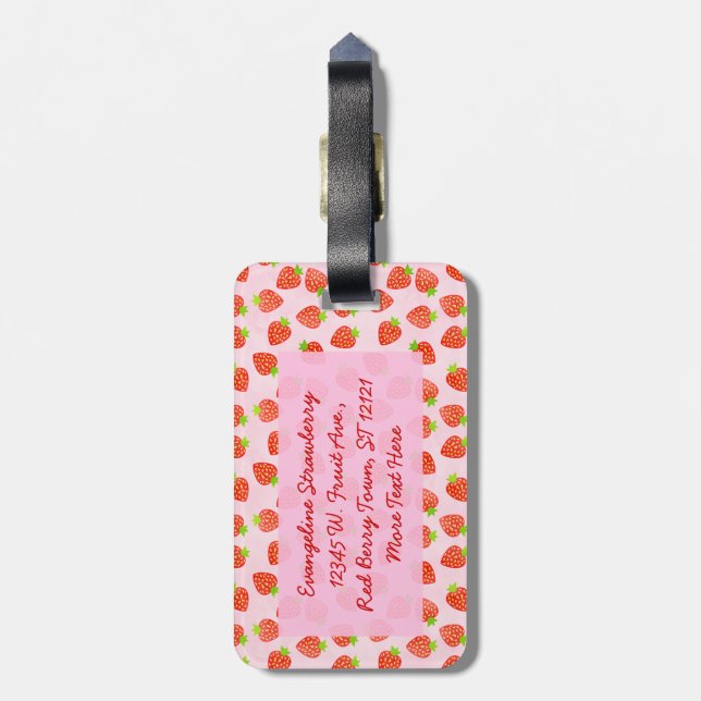 Pretty Strawberry Cream Pattern Luggage Tag (Back Vertical)