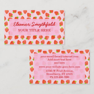 Pretty Strawberry Cream Pattern Personalized Business Card