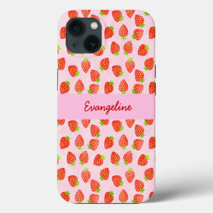 Pretty Strawberry Cream Pattern Personalized iPhone 13 Case