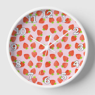 Pretty Strawberry Cream Pattern Wall Clock