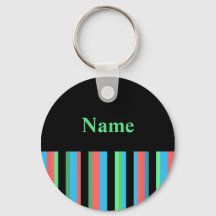 Pretty Striped Keychain Template - Green Text