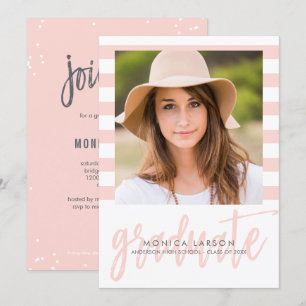 Pretty Stripes EDITABLE COLOR Graduation Invite