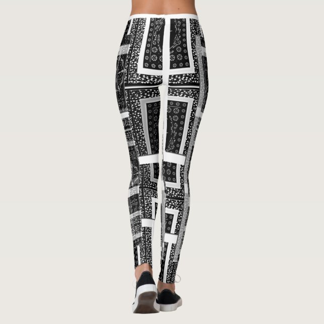 Pretty stunning black & white nice pattern design leggings (Back)