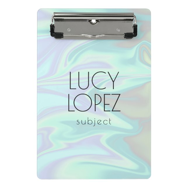 Pretty stylish modern elegant chick holographic mini clipboard (Front)