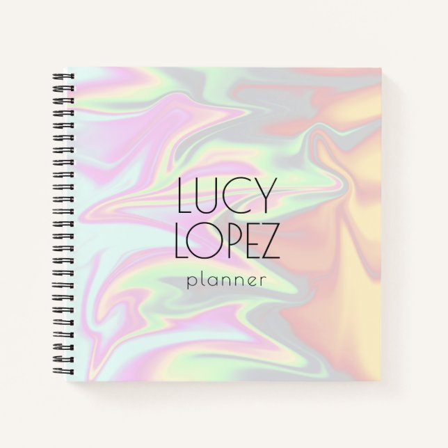 Pretty stylish modern elegant chick holographic notebook (Front)