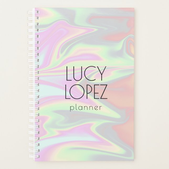 Pretty stylish modern elegant chick holographic planner (Front)
