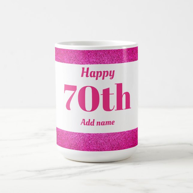 Pretty stylish personalised birthday mug gift 70th (Center)