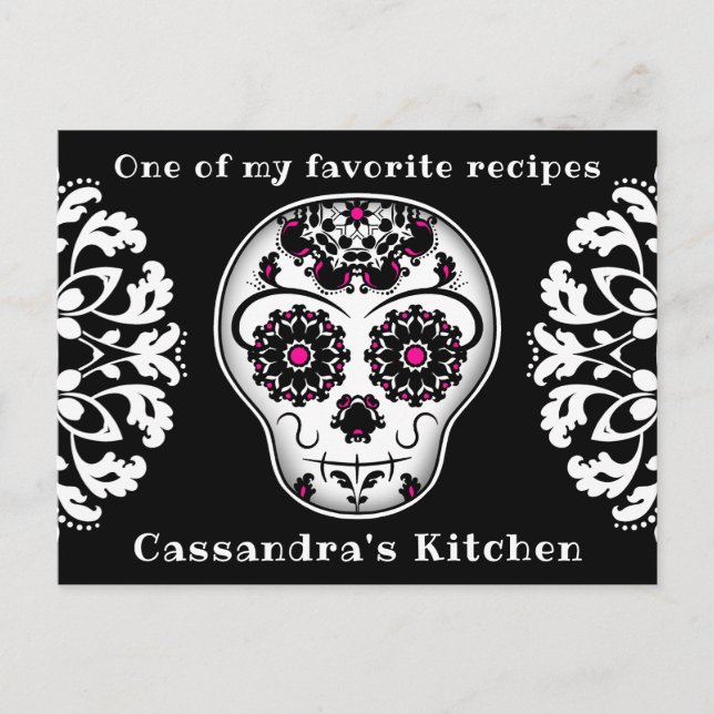 Pretty sugar skull recipe postcard (Front)