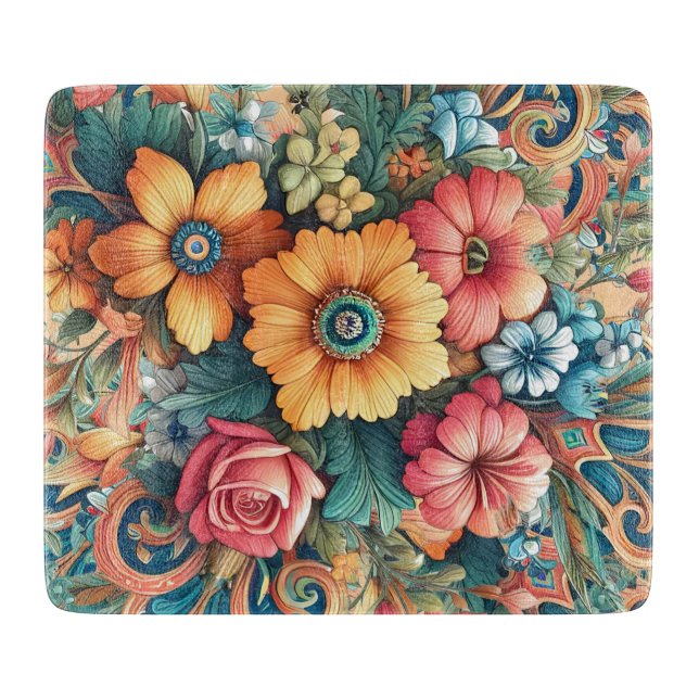 Pretty Summer Flowers Cutting Board (Front)
