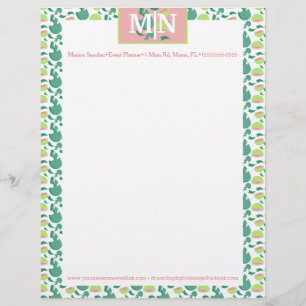 Pretty Summer Guava Pattern and Greenery Letterhead