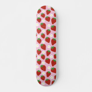 Pretty summer strawberry pattern skateboard