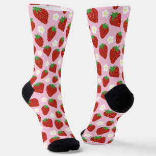 Pretty summer strawberry pattern socks
