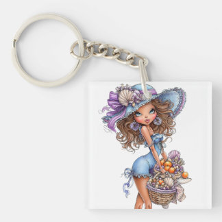 PRETTY SUMMER THEMED GIRL DRESSED IN BLUE KEYCHAIN